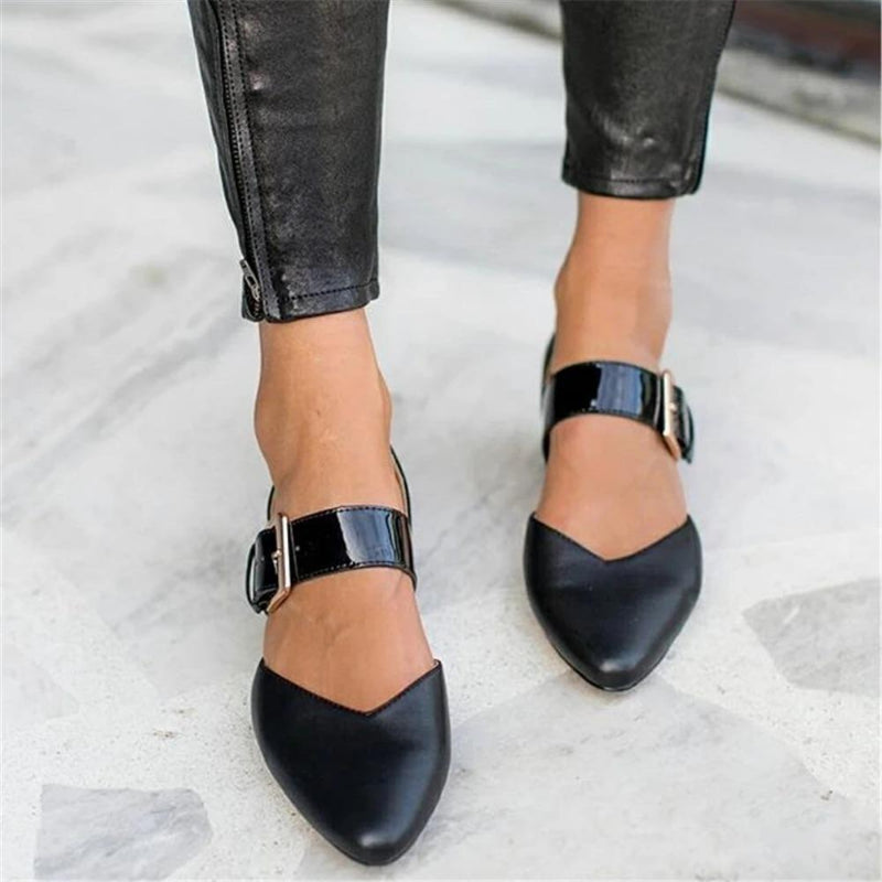 Women's Pointed Toe Buckle Strap Flats, Lightweight Closed Toe D'Orsay Sandals, Casual Shoes