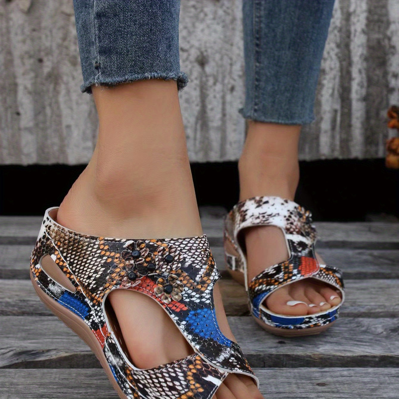 Women's Wedge Slide Sandals, Comfortable Open Toe Slip On Shoes, Women's Fashion Summer Shoes