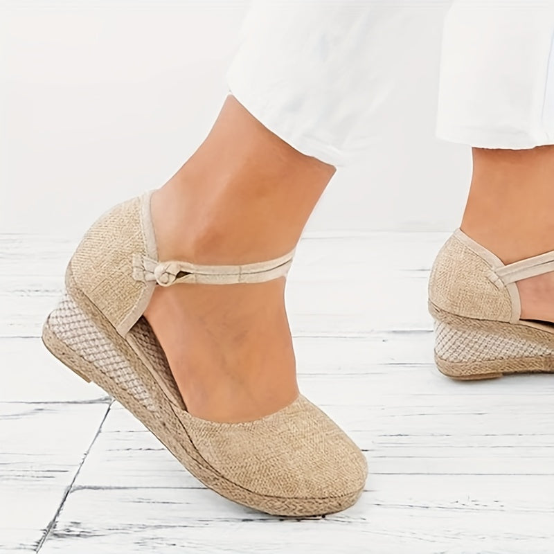 Women's Espadrille Wedge Sandals, Tribal Style Closed Toe D'Orsay Shoes, Casual Boho Style Sandals