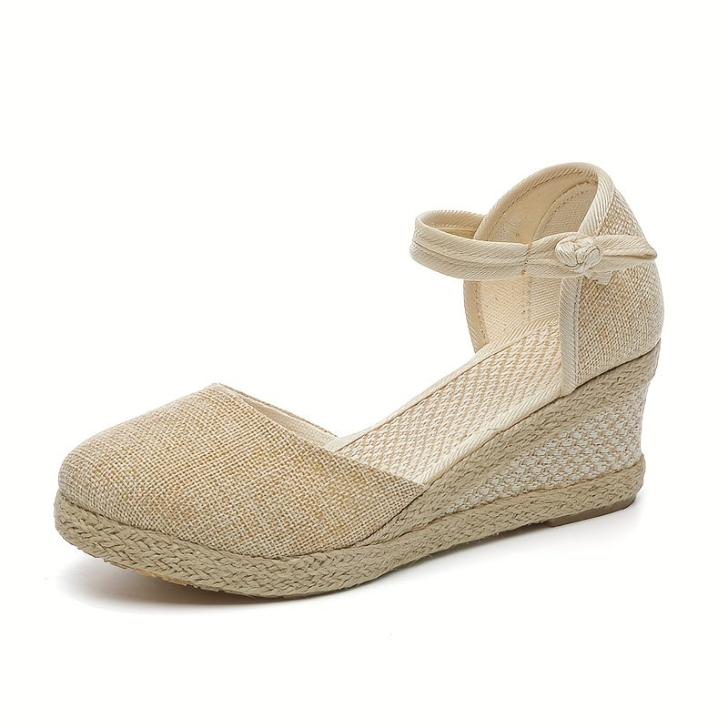 Women's Espadrille Wedge Sandals, Tribal Style Closed Toe D'Orsay Shoes, Casual Boho Style Sandals