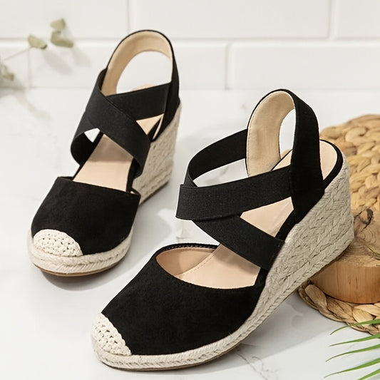 Cross Strap Wedge Sandals for Women | Comfy & Casual Espadrilles