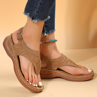 Arch Support Wedge Sandals - Non-Slip, Open-Toe, Retro Style