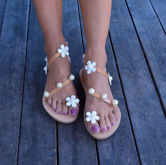 Women Boho Sandals Casual Flower Plus Size Shoes