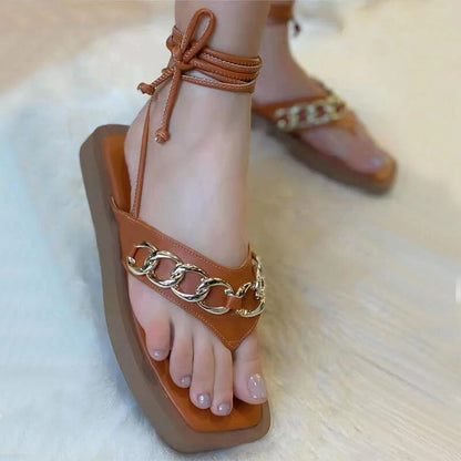Women's Fashion Casual Chain Toe Post Sandals