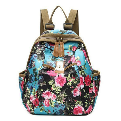 National Style Flower Pattern Nylon Shoulder Bag Backpack