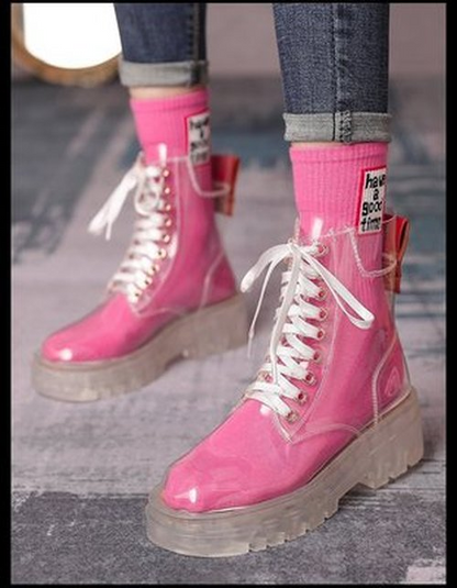 Women Transparent soled Martin boots