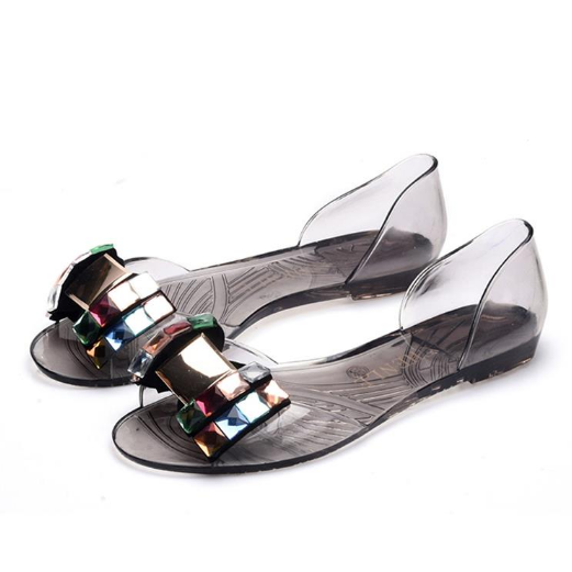 2020 Woman Summer Peep Toe Transparent Bling Sandals