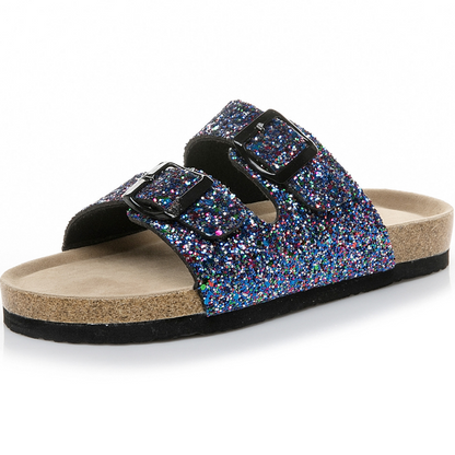 2020 New Fashion Women Colorful Sequin Buckle Flat Sandals