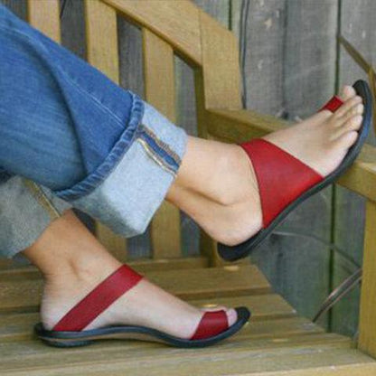 Slip On Open Toe Flat Heel Sandals