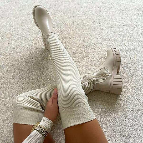 Knitted Over The Knee Thigh High Long Boots