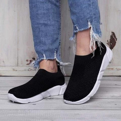 Breathable Elastic Cloth Sneakers Platform Slip On Sneakers
