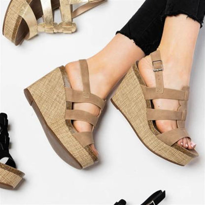 Summer Wedge Slip-On Peep Toe Sandals