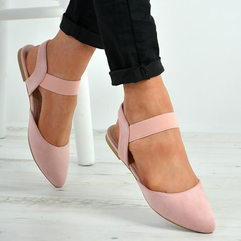 Casual Elastic Band Pointed Toe Flat Sandals Dancing Shoes
