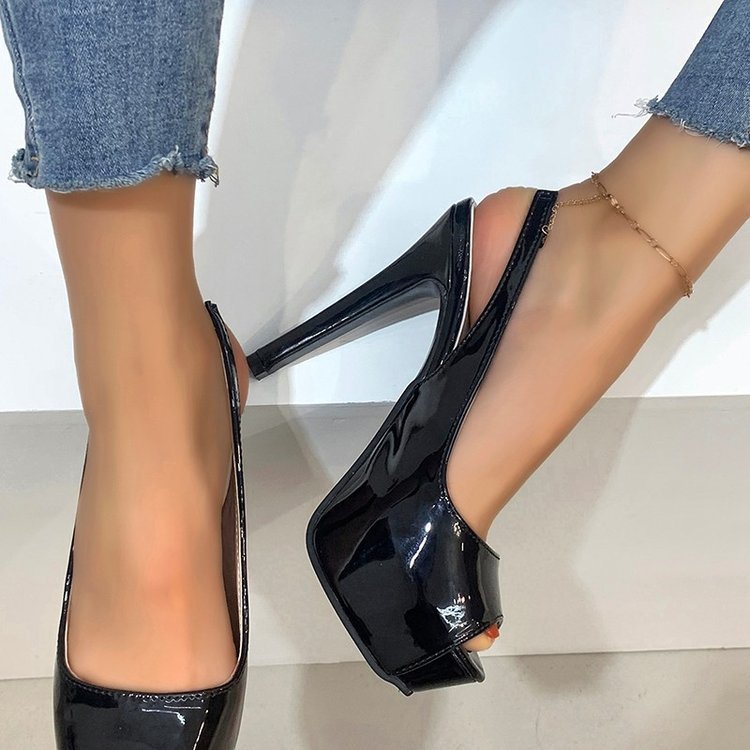 Women Peop Toe Thick Heel Sandals