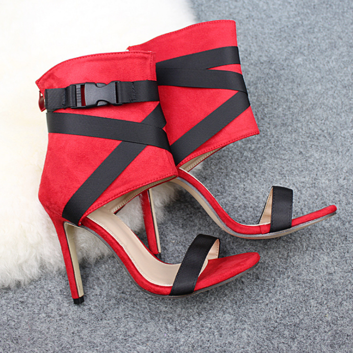 Ladies Casual Thick Buckle Party Sexy Bandage Ankle Pointed Toe Sansals