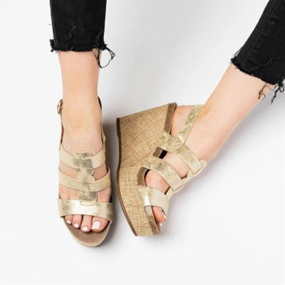 Summer Wedge Slip-On Peep Toe Sandals