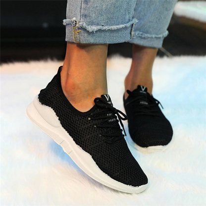 Solid Flying Woven Lace-Up Sneakers