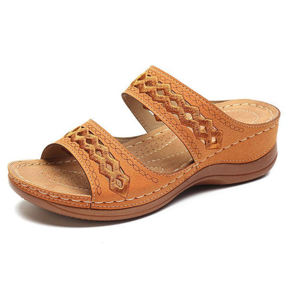 Handmade Stitching Comfortable Open Toe Casual Wedges Sandals