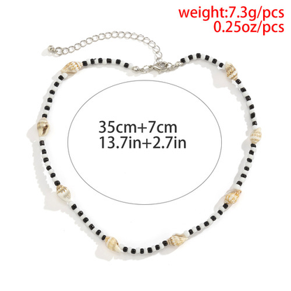 Beach Simple Rice Pearl Conch Shell Necklace