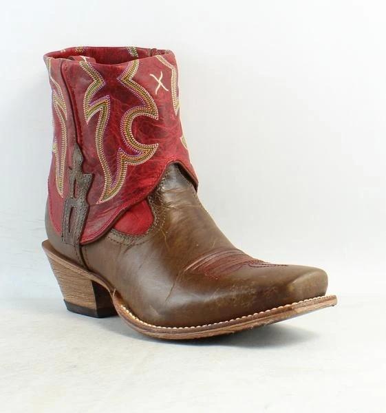 Womens Steppin Out Cuff Leather Cowboy Western Ankle Boots