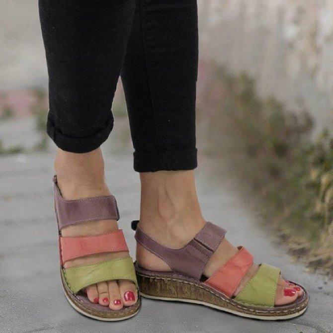 Plus Size New Fashion Stitching Block Wedges Women's Sandals