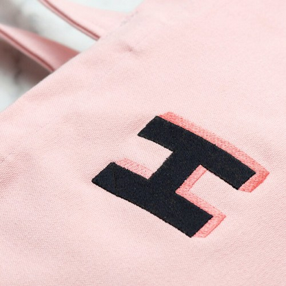 Personalised Embroidered Initial Tote Bag - Blush Pink Tote - Shoulder Bag - Blush Pink Shoulder Bag - Canvas Initial Bag - Alphabet Bags