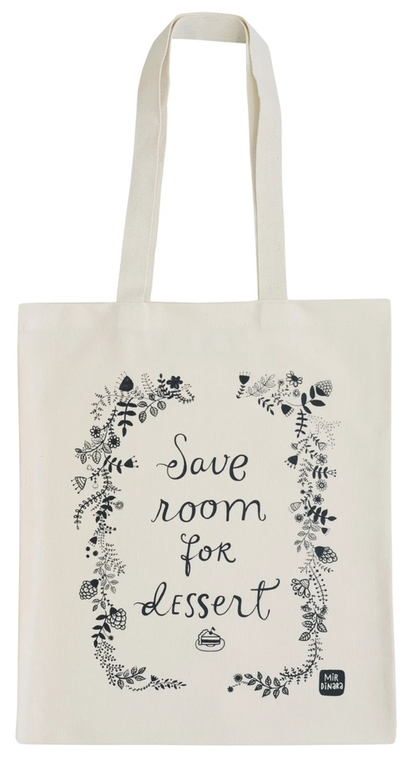 Grocery Bag - Shoulder Bag - Cotton Tote Bag - Canvas Shopper - Save Room for Dessert Tote Bag - Alphabet Bags