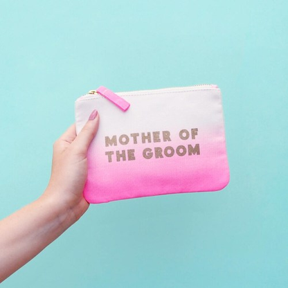 Mother of the Groom Gift - Wedding gift - Mother Groom Makeup Bag - Bridal party Gift - Ombre Mother Groom Pouch - Alphabet Bags