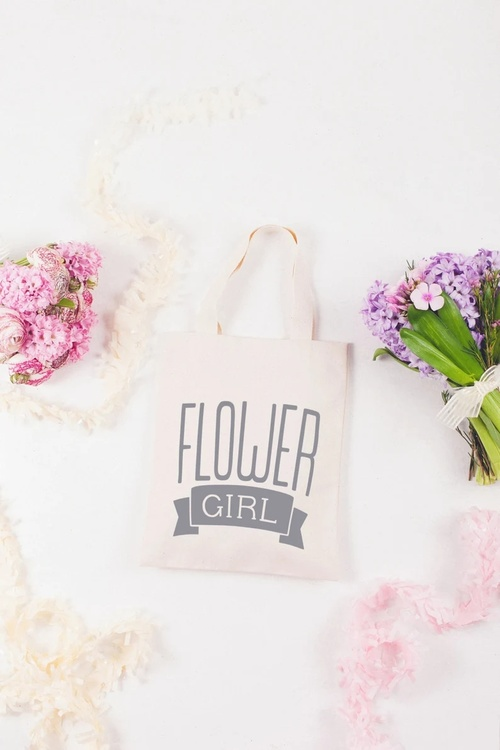 Flower Girl Party Favor - Bridal Party Tote - Mini Bridesmaid Tote Bag - Wedding Shoulder Bag - Flower Girl Mini Bag - bachelorette party