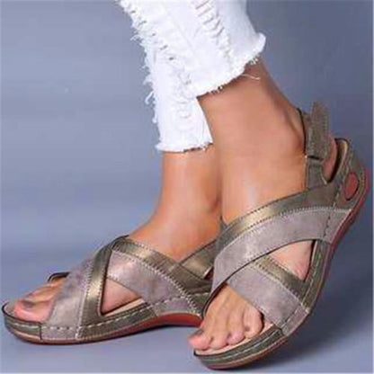 Flat Heel Artificial Leather All Season Holiday Sandals