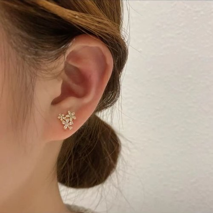 Fashion flower zircon tassel earrings