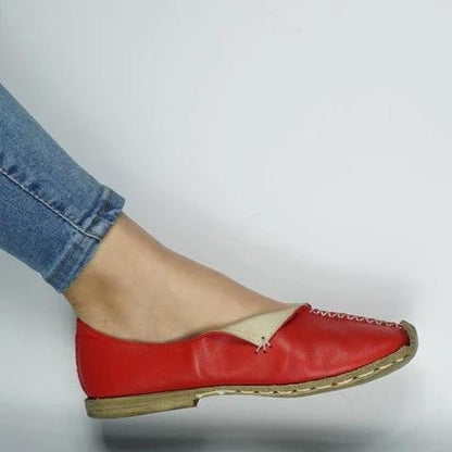 Flat Heel Leather Loafers