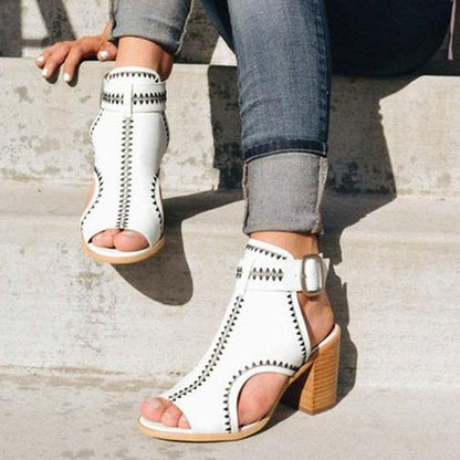 Fashion High Heels Cut Out Ankle Strap Pumps Sandals