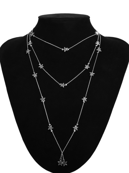 Star Pendant Tassel Multilayer Necklace