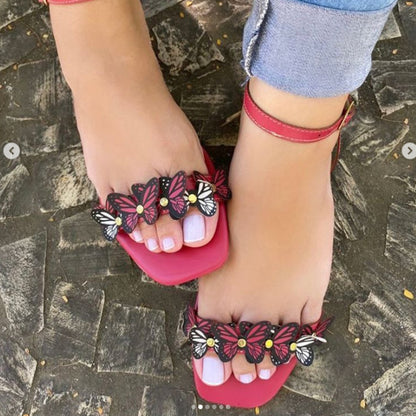 Women Peop Toe Flat Heel Sandals