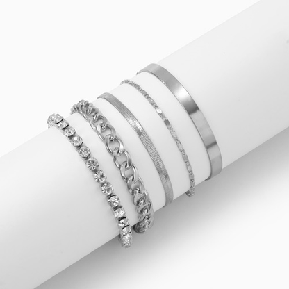 Personalized Geometric Multi-Element Rhinestone Set Bracelet