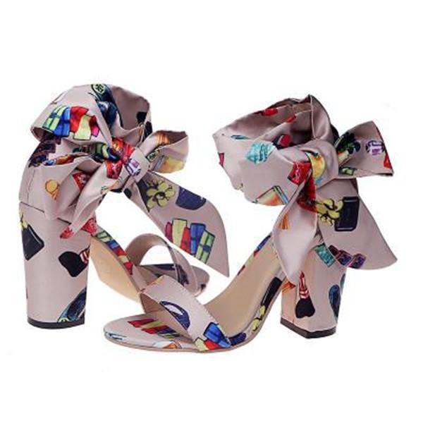 Women's Elegant Casual Flower Print Heel Sandals