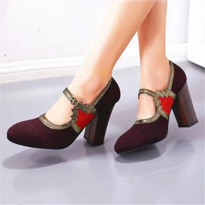 Women Round Toe Chunky Heel Artificial Suede Casual All Season Sandals