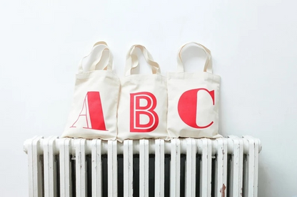 Canvas Lunch Bag - Party Favour Bag - Personalised Tote Bag - Personalised Kids Tote - Mini Initial Bag - Goody Bag - Alphabet Bag