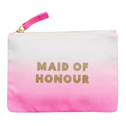 Maid of Honour Pouch - Bridesmaid Gift - Bridal Party gift - Bridesmaid Clutch - Wedding Makeup Bag- Ombre Maid of Honour - Alphabet Bags