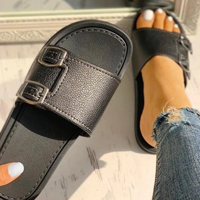Woman Fashion Sofiawears Adjustable Strap Buckle Slide Sandals
