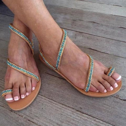 Flat Heel Holiday Boho Toe Ring Sandals