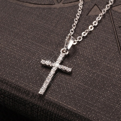 Cross Necklace  Crystal Jesus Couple Necklace