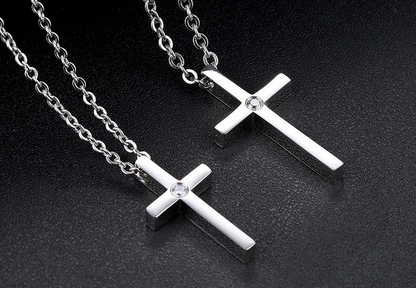 Cross Diamond Couple Necklace