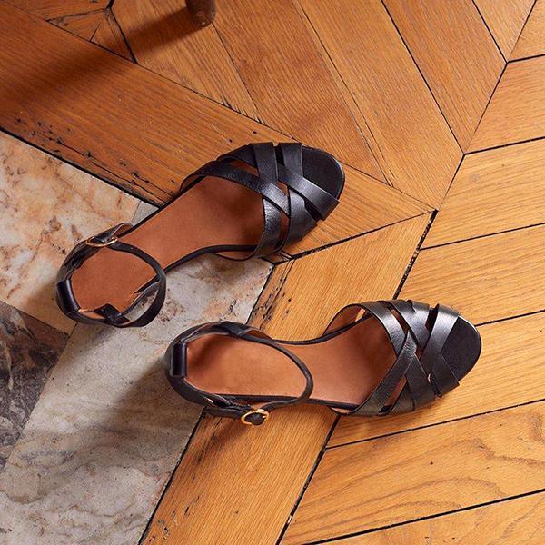 Vintage Across Strap Flat Sandals