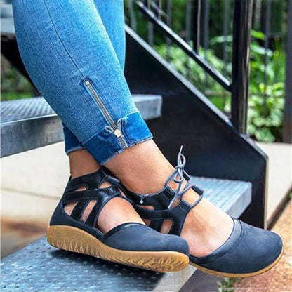 Large Size Women Casual Comfy Lace-Up Flat Heel Shoes
