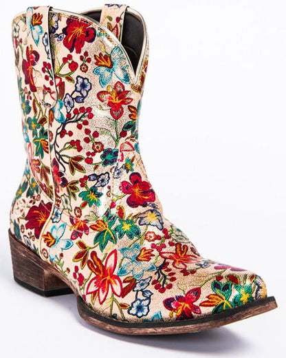 Flower Ankle Boots