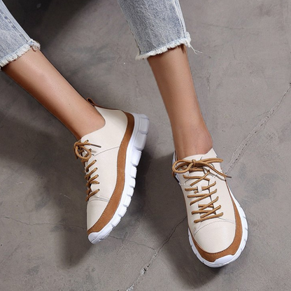 Women's Casual Lace Up PU Leather Sneakers