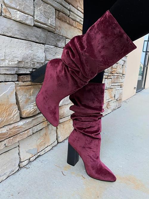 Thick Heel Med Calf Boots