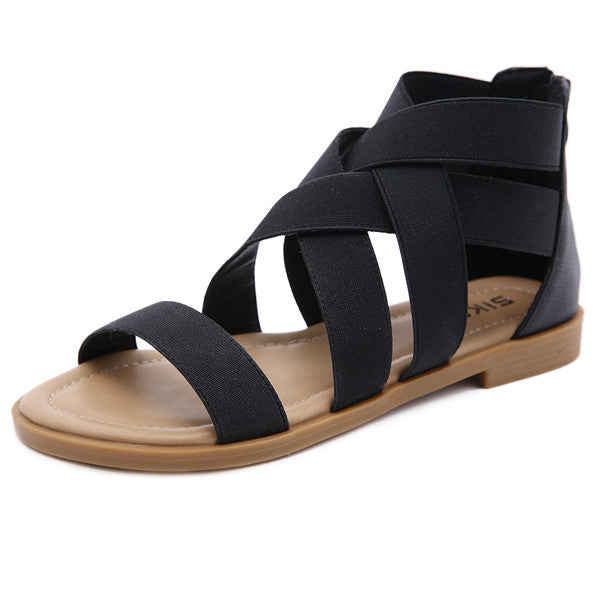 Ladies' Roman Shoes 2022 - Elastic strap back zipper vintage sandals